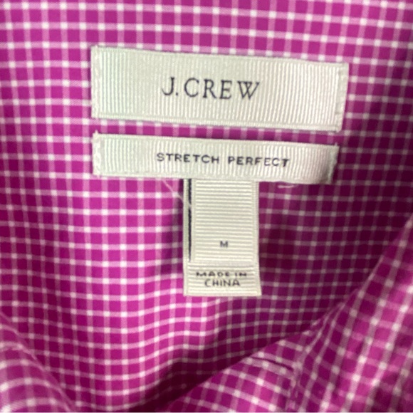 J. Crew Stretch Perfect Magenta Pink Plaid Long Sleeve Button Up Shirt Med - Picture 4 of 4